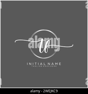 TF Initial handwriting logo with circle Stock Vector