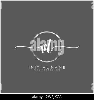 VT Initial handwriting logo with circle Stock Vector