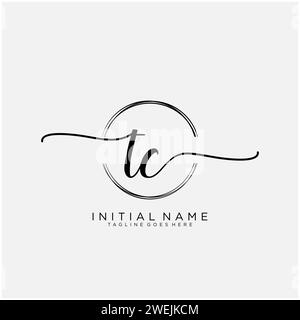 TC Initial handwriting logo with circle Stock Vector