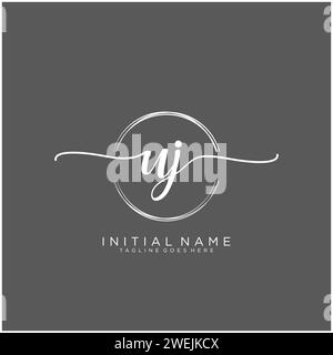 UJ Initial handwriting logo with circle Stock Vector