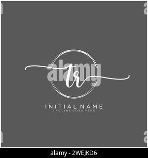 TR Initial handwriting logo with circle Stock Vector