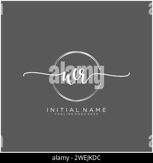 WR Initial handwriting logo with circle Stock Vector