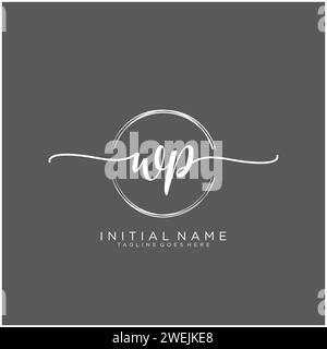 WP Initial handwriting logo with circle Stock Vector