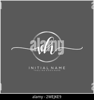 VH Initial handwriting logo with circle Stock Vector