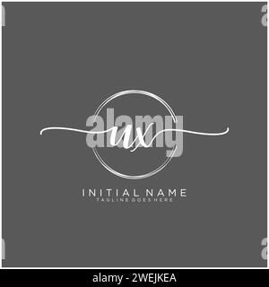 UX Initial handwriting logo with circle Stock Vector
