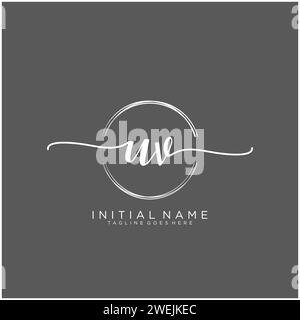 UV Initial handwriting logo with circle Stock Vector