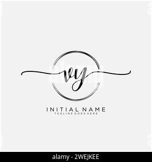 VY Initial handwriting logo with circle Stock Vector