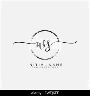 WS Initial handwriting logo with circle Stock Vector
