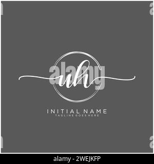 UH Initial handwriting logo with circle Stock Vector