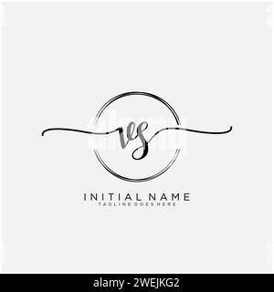 VS Initial handwriting logo with circle Stock Vector