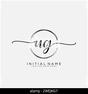 UG Initial handwriting logo with circle Stock Vector