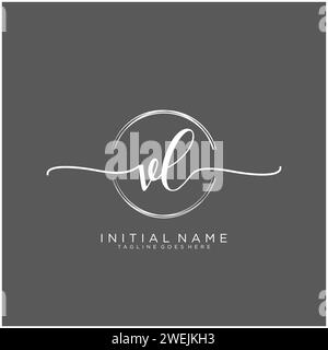 VL Initial handwriting logo with circle Stock Vector