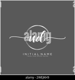 UD Initial handwriting logo with circle Stock Vector