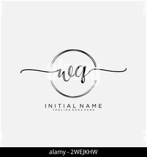 WQ Initial handwriting logo with circle Stock Vector