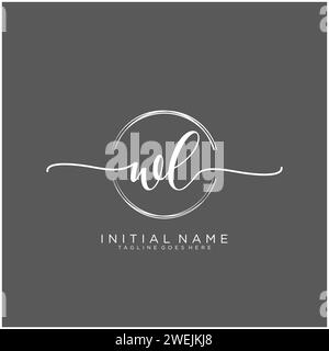 WL Initial handwriting logo with circle Stock Vector