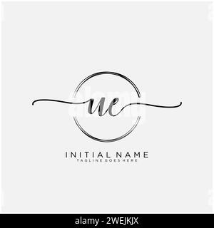 UE Initial handwriting logo with circle Stock Vector