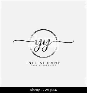 YY Initial handwriting logo with circle Stock Vector