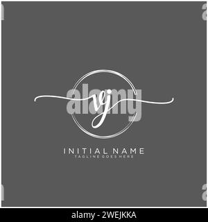 VJ Initial handwriting logo with circle Stock Vector