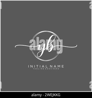 YB Initial handwriting logo with circle Stock Vector