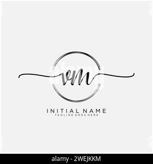 VM Initial handwriting logo with circle Stock Vector
