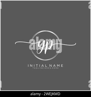 YP Initial handwriting logo with circle Stock Vector