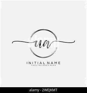 UA Initial handwriting logo with circle Stock Vector