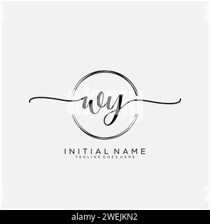 WY Initial handwriting logo with circle Stock Vector
