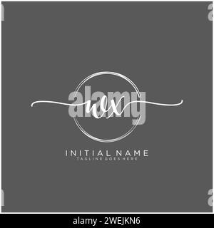 WX Initial handwriting logo with circle Stock Vector