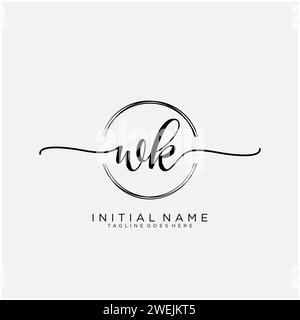 WK Initial handwriting logo with circle Stock Vector