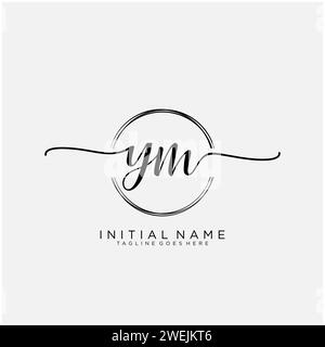 YM Initial handwriting logo with circle Stock Vector