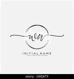 WA Initial handwriting logo with circle Stock Vector