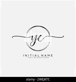 YC Initial handwriting logo with circle Stock Vector