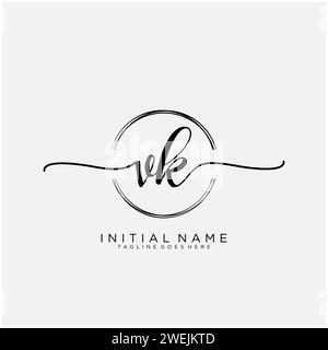 VK Initial handwriting logo with circle Stock Vector
