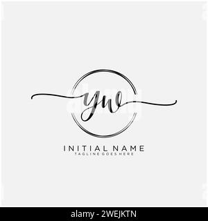 YW Initial handwriting logo with circle Stock Vector