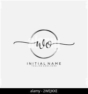 WO Initial handwriting logo with circle Stock Vector
