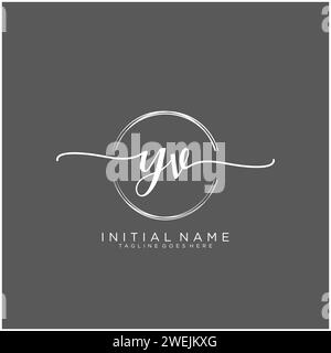 YV Initial handwriting logo with circle Stock Vector