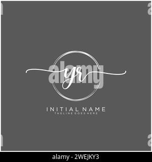 YR Initial handwriting logo with circle Stock Vector