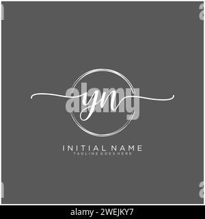 YN Initial handwriting logo with circle Stock Vector