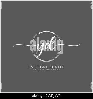 YD Initial handwriting logo with circle Stock Vector