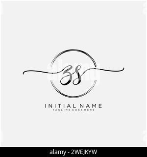 ZS Initial handwriting logo with circle Stock Vector