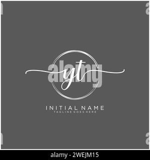 YT Initial handwriting logo with circle Stock Vector