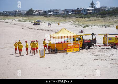 Surf Rescue lifesavers on duty  at a beach in Adelaide, Australia Stock Photo