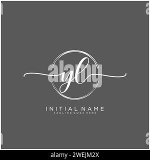 YL Initial handwriting logo with circle Stock Vector