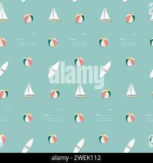 Summer seamless pattern in pastel light blue background vector design Stock Vector