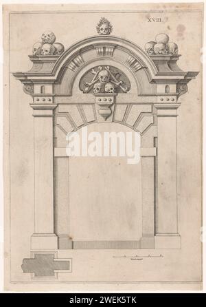 Gate Of The Westerkerk, Anonymous, 1631 Print Front View And Map. Plate 