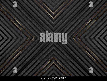 Abstract technology background with black golden arrows. Vector concept pattern design Stock Vector