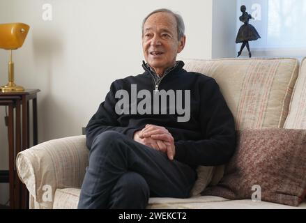 Holocaust survivor Ivan Shaw at his home in north London, ahead of Holocaust Memorial Day. Ivan was born in 1939 in Novi Sad, Yugoslavia (now Serbia). In 1944 Germans began to round up and deport Jews, including Ivan's mother. His father went with her despite only being half-Jewish. Ivan was hidden by one of his father's sisters until his concealment was given away by a neighbour. He was then taken to prison by the Gestapo, spending the night alone in a cell aged 5, before he was moved to a transit camp where he was reunited with his family. The inmates were taken to Novi Sad train station to  Stock Photo