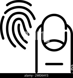 Tapping finger for fingerprint recognition. Pixel perfect icon Stock Vector