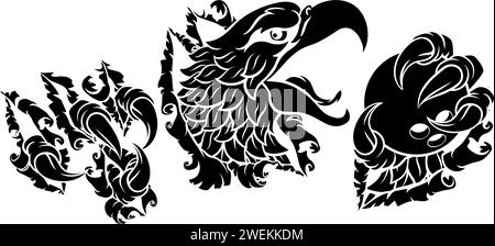 Bald Eagle Hawk Ripping Bowling Ball Mascot Stock Vector