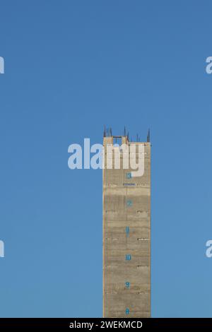 Image of the concrete core tower and reinforcing bars during construction of One Victoria residential development in Manchester, UK Stock Photo